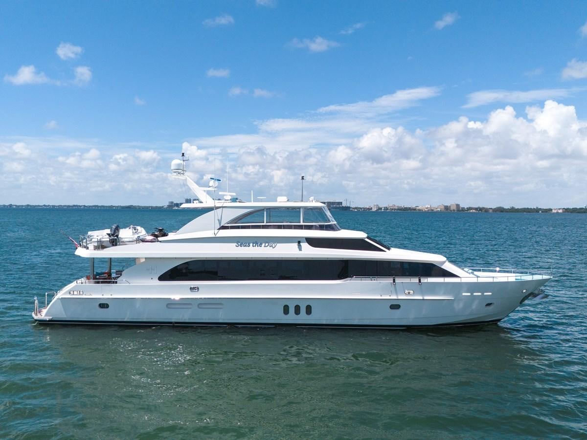 a white yacht in the water aboard 101' HARGRAVE Yacht for Sale