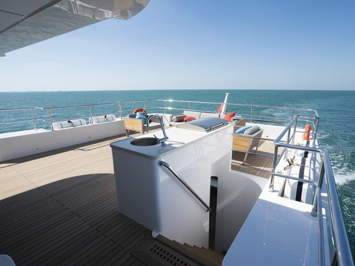 a boat on a dock aboard NOMAD 95 SUV Yacht for Sale