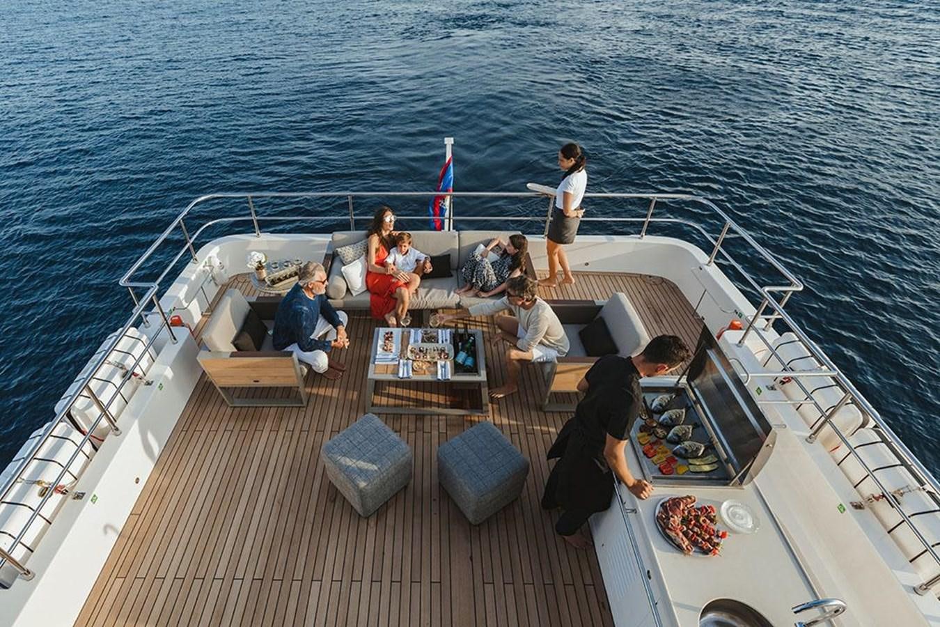 a group of people on a boat aboard NOMAD 95 SUV Yacht for Sale
