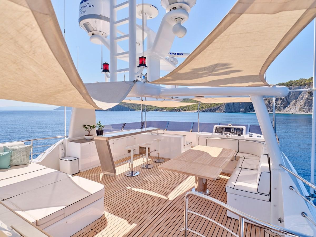 a deck with a boat and a person on it aboard 3D Yacht for Sale