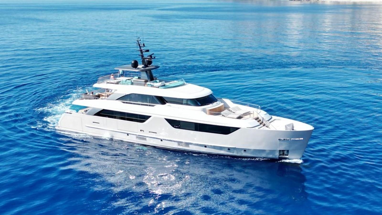 a white yacht in the water aboard SANLORENZO SD118 #101 Yacht for Sale