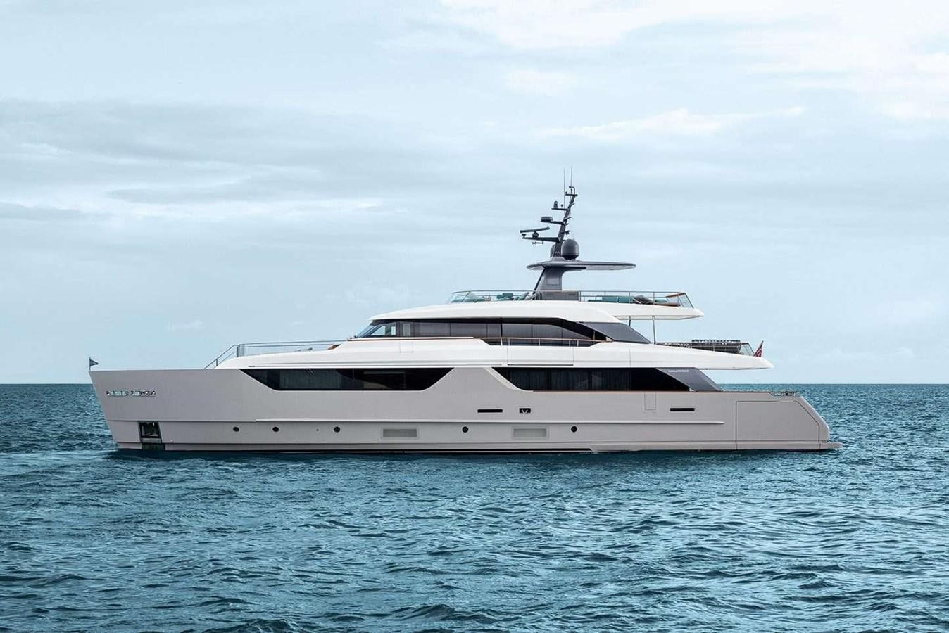 a white yacht in the water aboard SANLORENZO SD118 #101 Yacht for Sale
