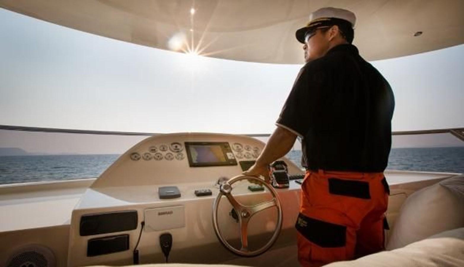 a man standing on a boat aboard 2021 HELIOTROPE NL 70 SOLAR ELECTRIC Yacht for Sale