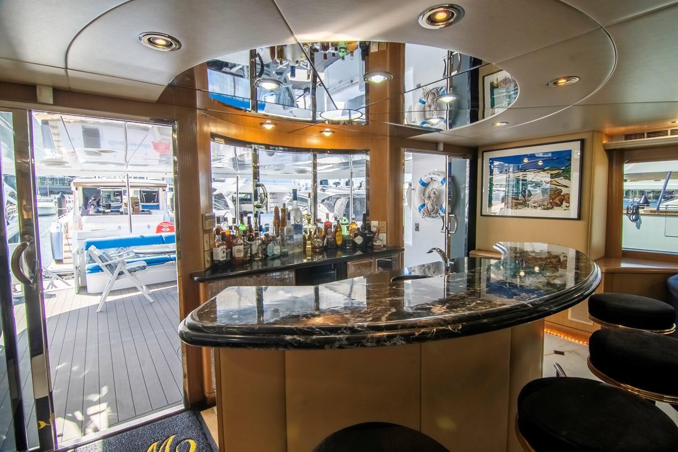a bar with a bar and a bar aboard LADY AUDREY Yacht for Sale