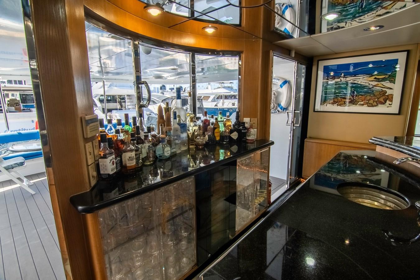 a bar with a countertop aboard LADY AUDREY Yacht for Sale