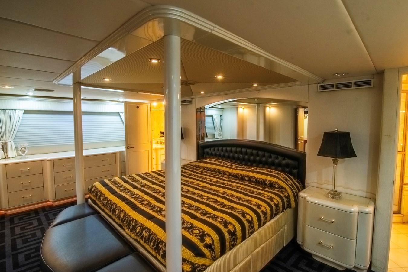 a large bedroom with a large window aboard LADY AUDREY Yacht for Sale