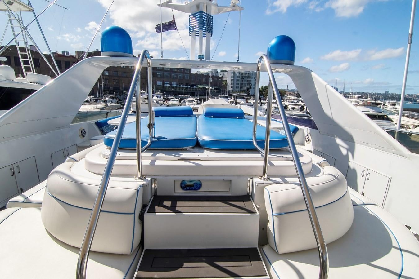 a white boat on a dock aboard LADY AUDREY Yacht for Sale