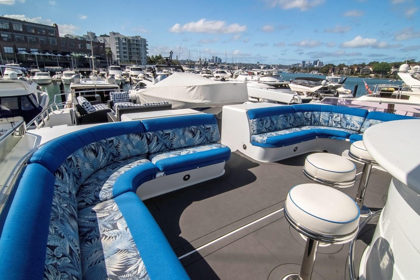 a group of boats in a harbor aboard LADY AUDREY Yacht for Sale