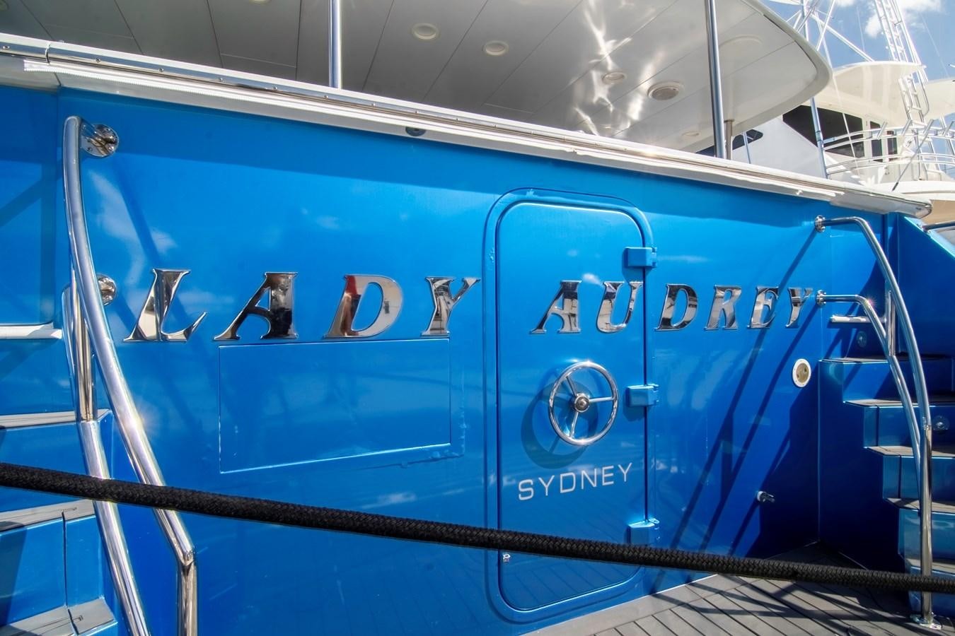 a sign on a building aboard LADY AUDREY Yacht for Sale