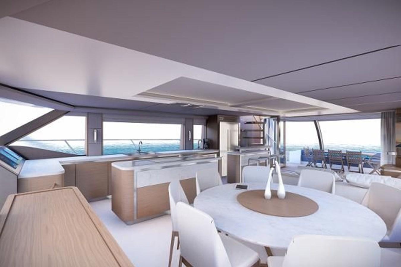 a room with a table and chairs aboard 2021 AQUILA 70 LUXURY Yacht for Sale