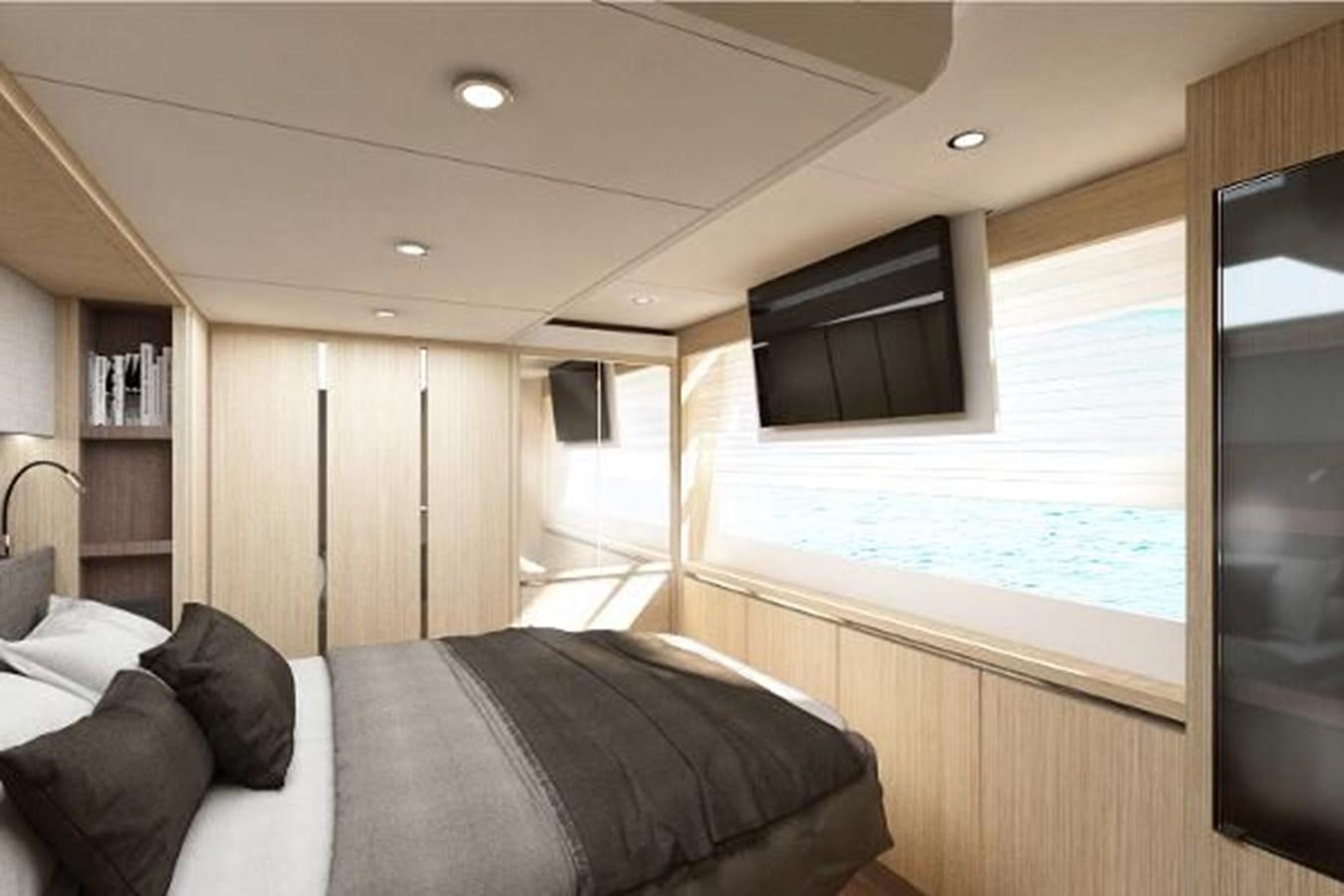 a couch in a room aboard 2021 AQUILA 70 LUXURY Yacht for Sale