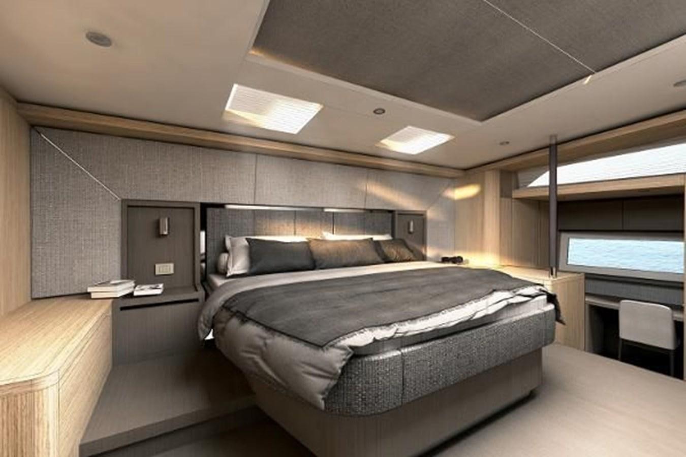 a bed in a room aboard 2021 AQUILA 70 LUXURY Yacht for Sale