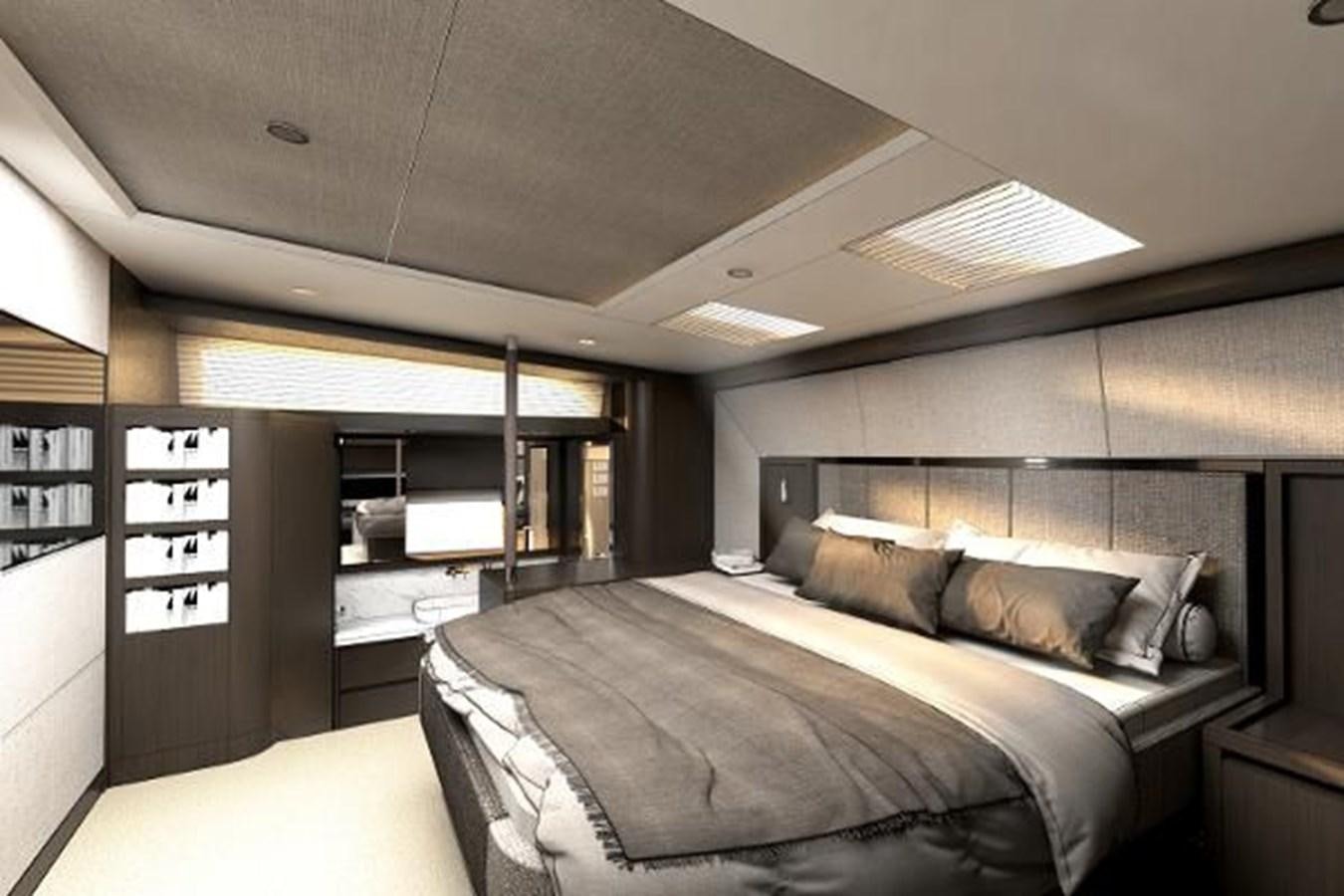 a bed in a room aboard 2021 AQUILA 70 LUXURY Yacht for Sale