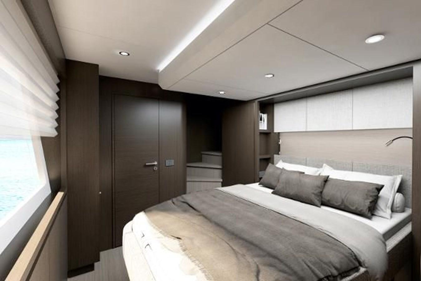 a bed in a room aboard 2021 AQUILA 70 LUXURY Yacht for Sale