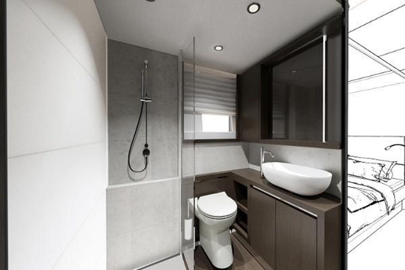 a bathroom with a sink and a toilet aboard 2021 AQUILA 70 LUXURY Yacht for Sale