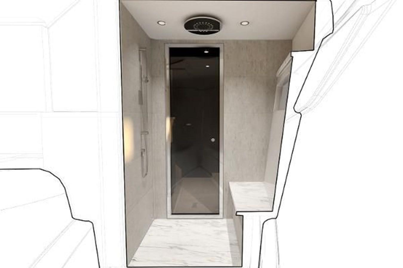 a hallway with a door aboard 2021 AQUILA 70 LUXURY Yacht for Sale