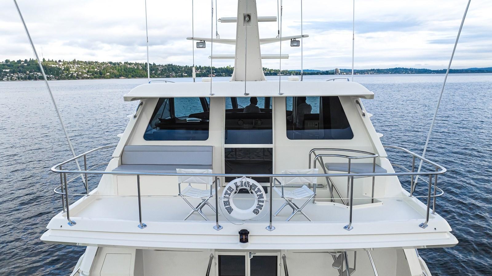 a white boat with a white sail aboard WHITE LIGHTNING Yacht for Sale
