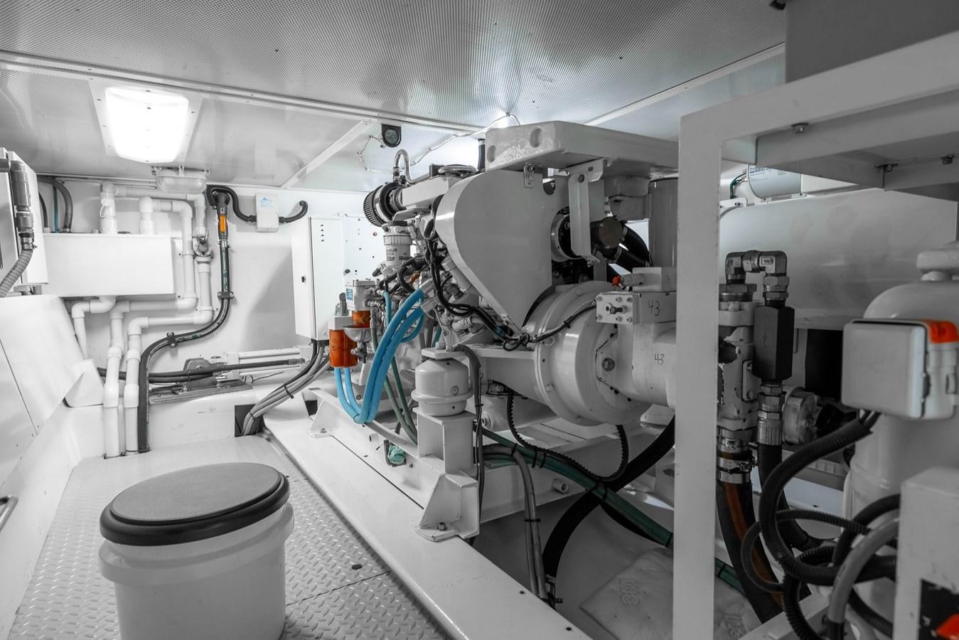 a room with pipes and equipment aboard WHITE LIGHTNING Yacht for Sale
