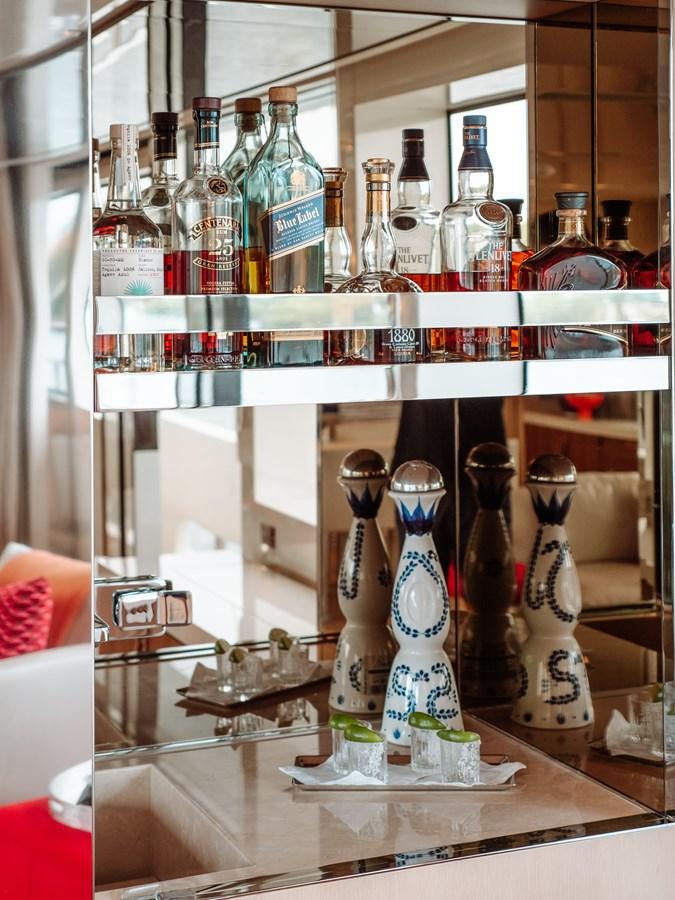 a group of glass vessels aboard FIFTY SHADES Yacht for Sale