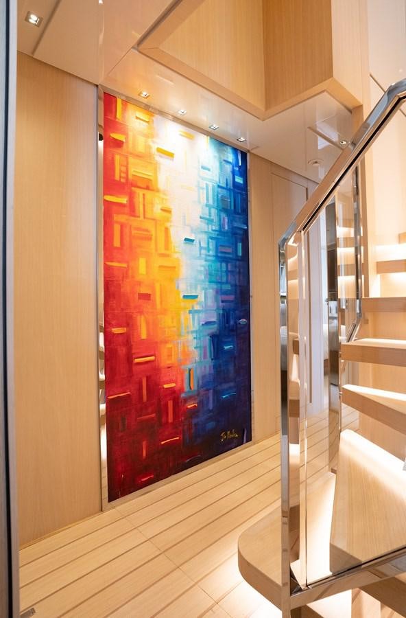 a glass door in a room aboard FIFTY SHADES Yacht for Sale