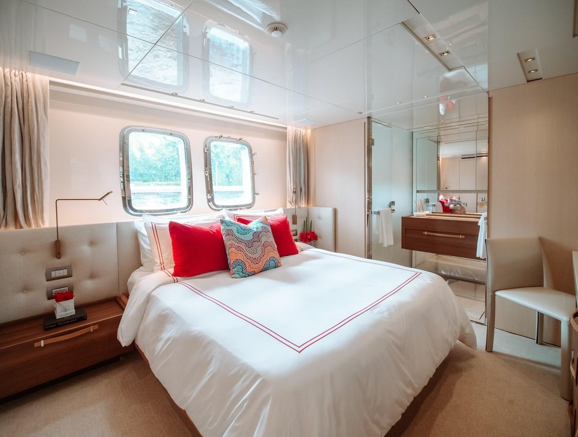 a room with a bed and a window aboard FIFTY SHADES Yacht for Sale