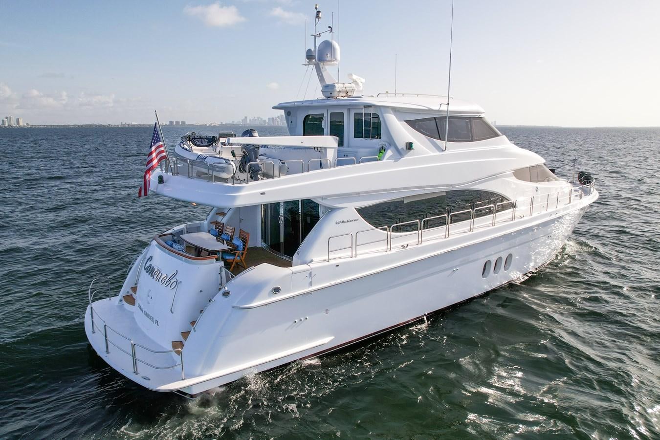 a boat in the water aboard HATTERAS 80 MOTOR Yacht for Sale