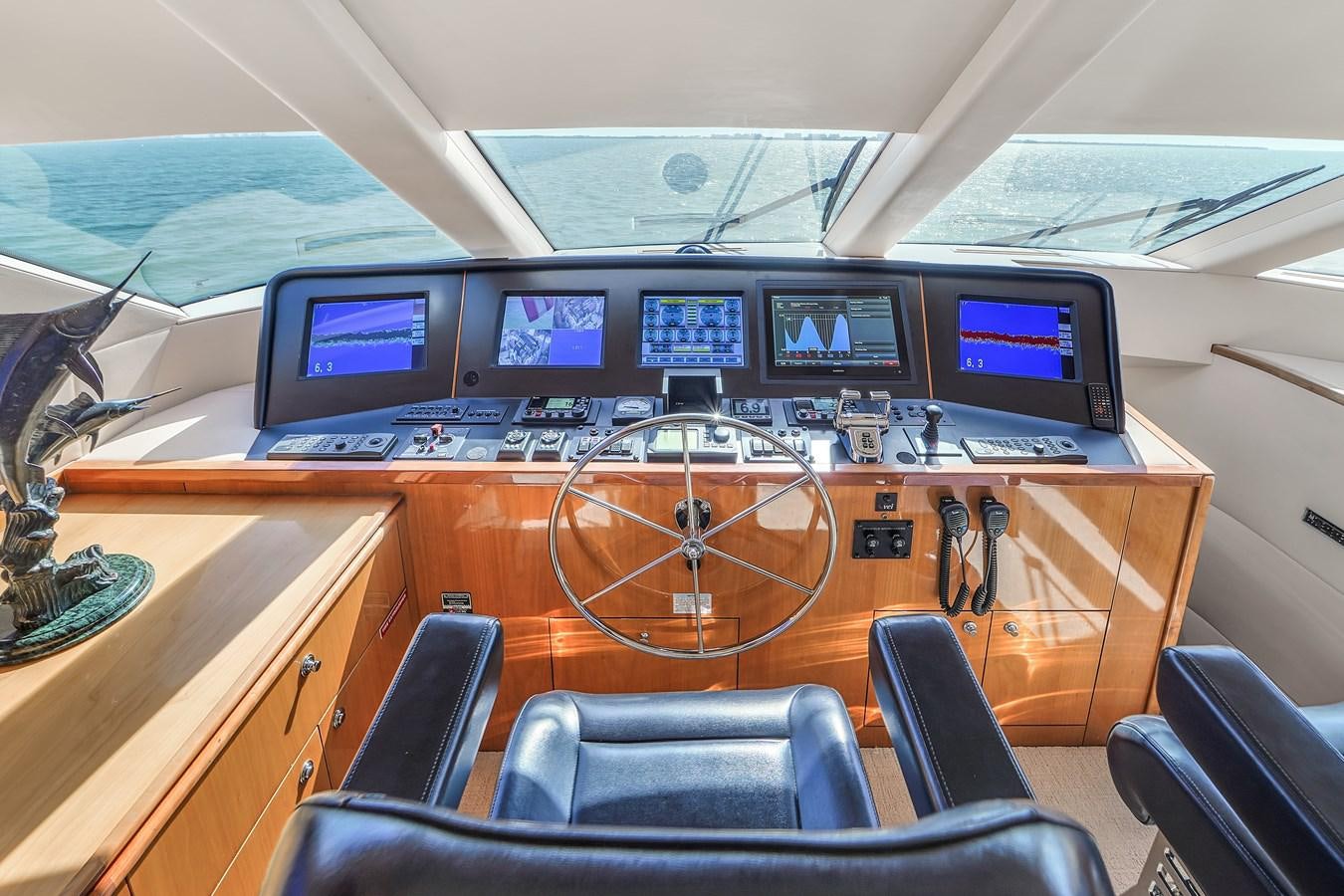 a control room with many monitors aboard HATTERAS 80 MOTOR Yacht for Sale