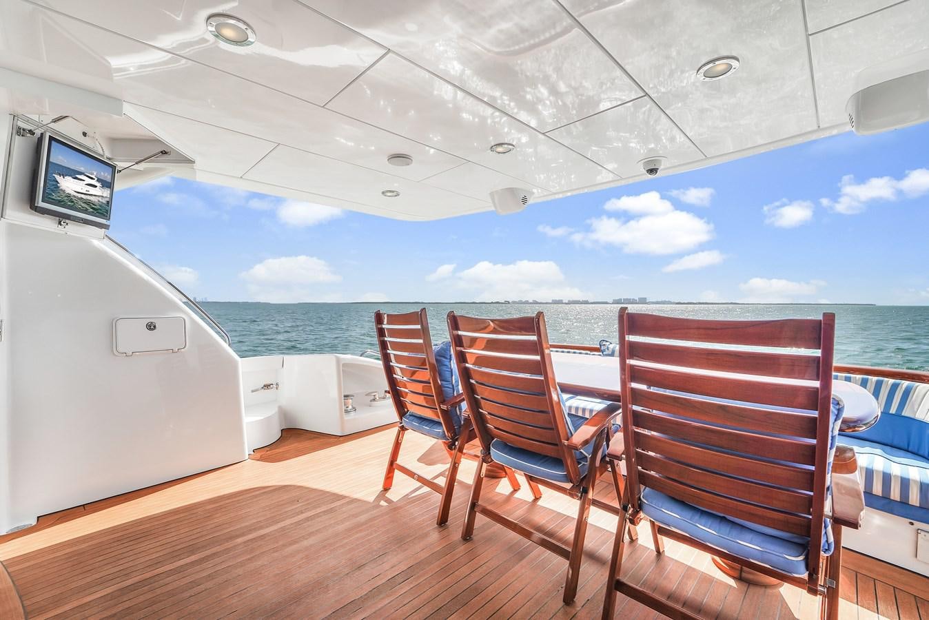 a boat on the water aboard HATTERAS 80 MOTOR Yacht for Sale