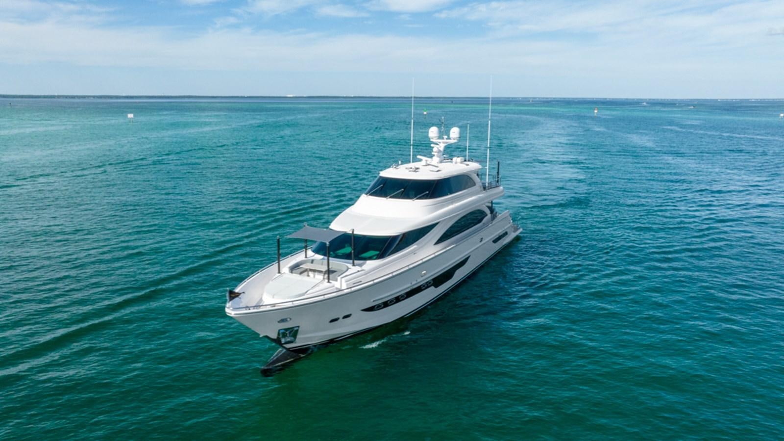 a white boat in the water aboard 90 HORIZON Yacht for Sale