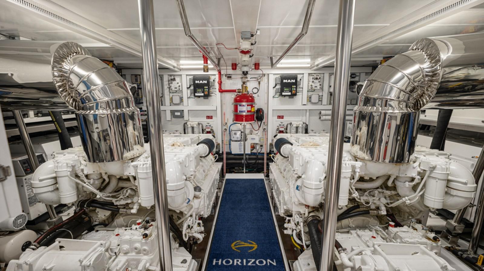 a room with machinery aboard 90 HORIZON Yacht for Sale