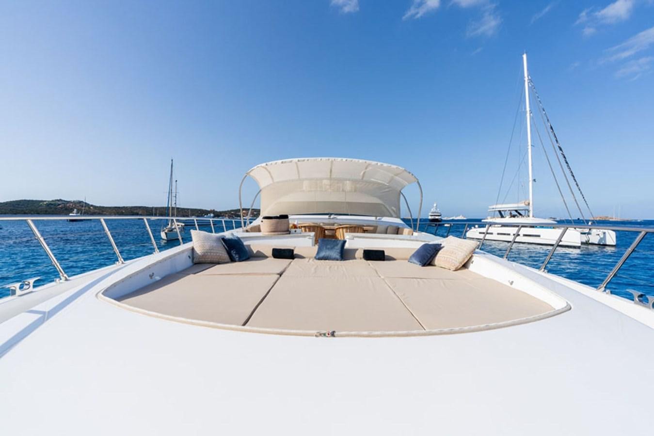 a white boat on a dock aboard PAULA & BIEL Yacht for Sale