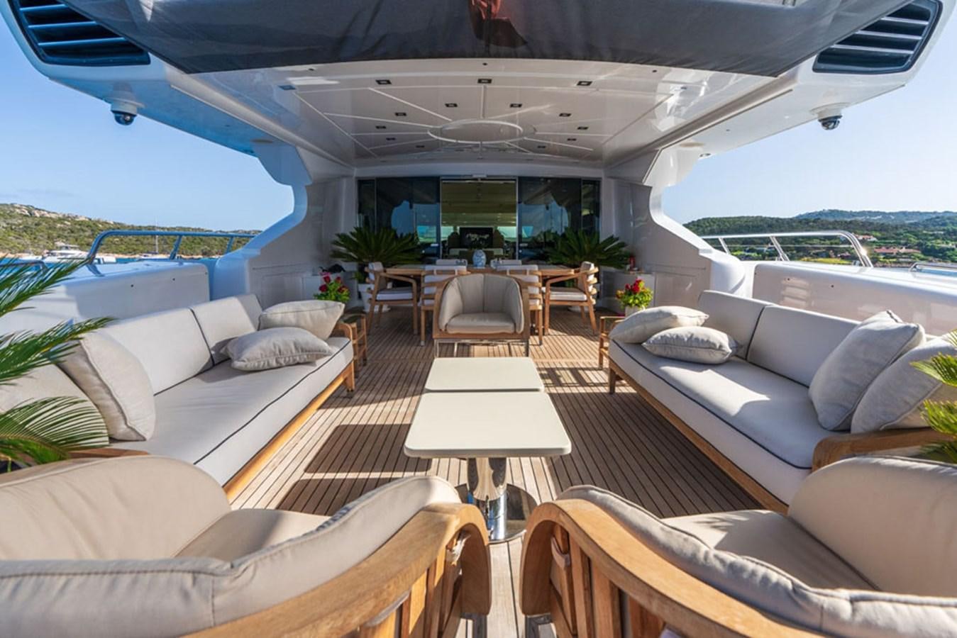 a living room with a large patio aboard PAULA & BIEL Yacht for Sale