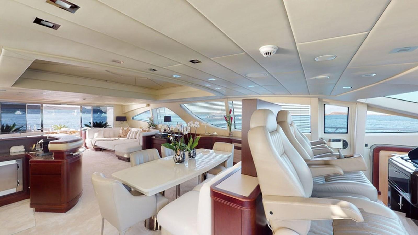 a room with a table chairs and a large window aboard PAULA & BIEL Yacht for Sale