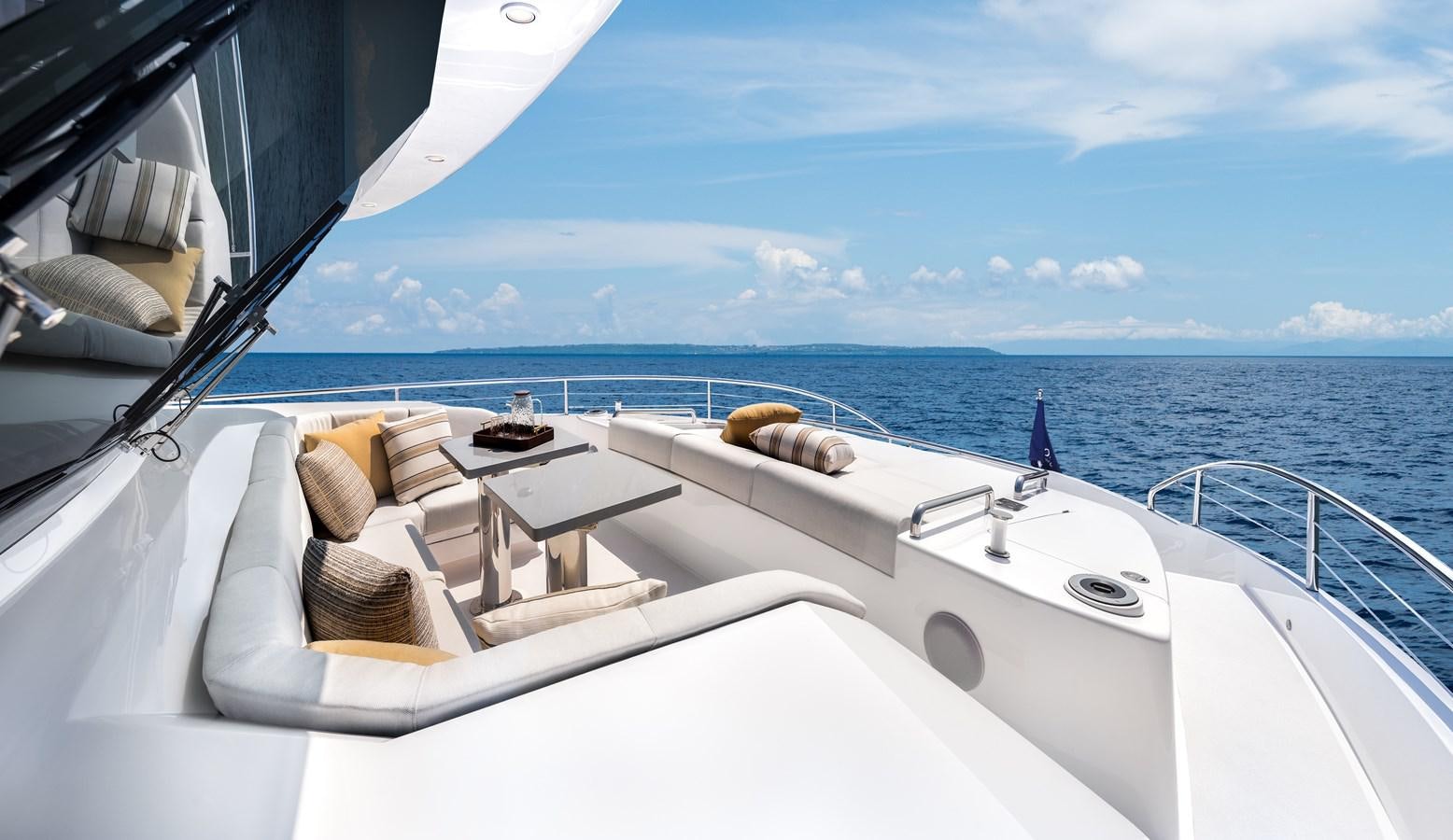 a boat with a couple of hamburgers on it aboard HORIZON FD80-614 / NOW AVAILABLE  Yacht for Sale