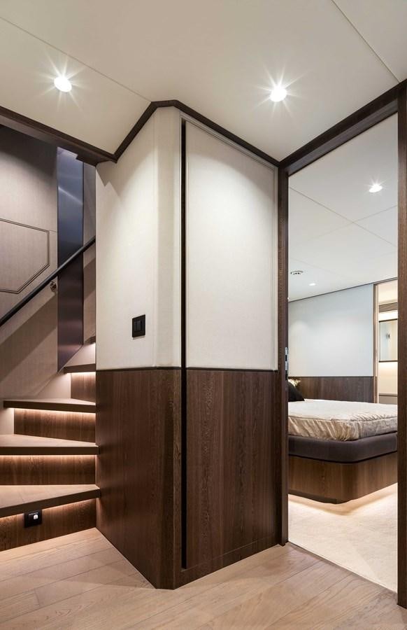 a wood closet in a room aboard HORIZON FD80-614 / NOW AVAILABLE  Yacht for Sale