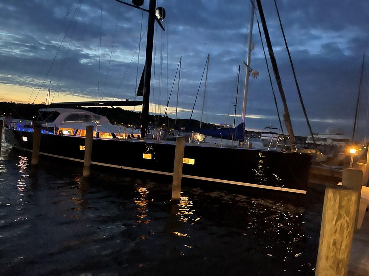 a boat docked at a pier aboard TROIS VIGNES Yacht for Sale