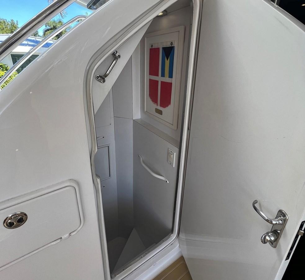 a close-up of a train door aboard ARETECTE Yacht for Sale
