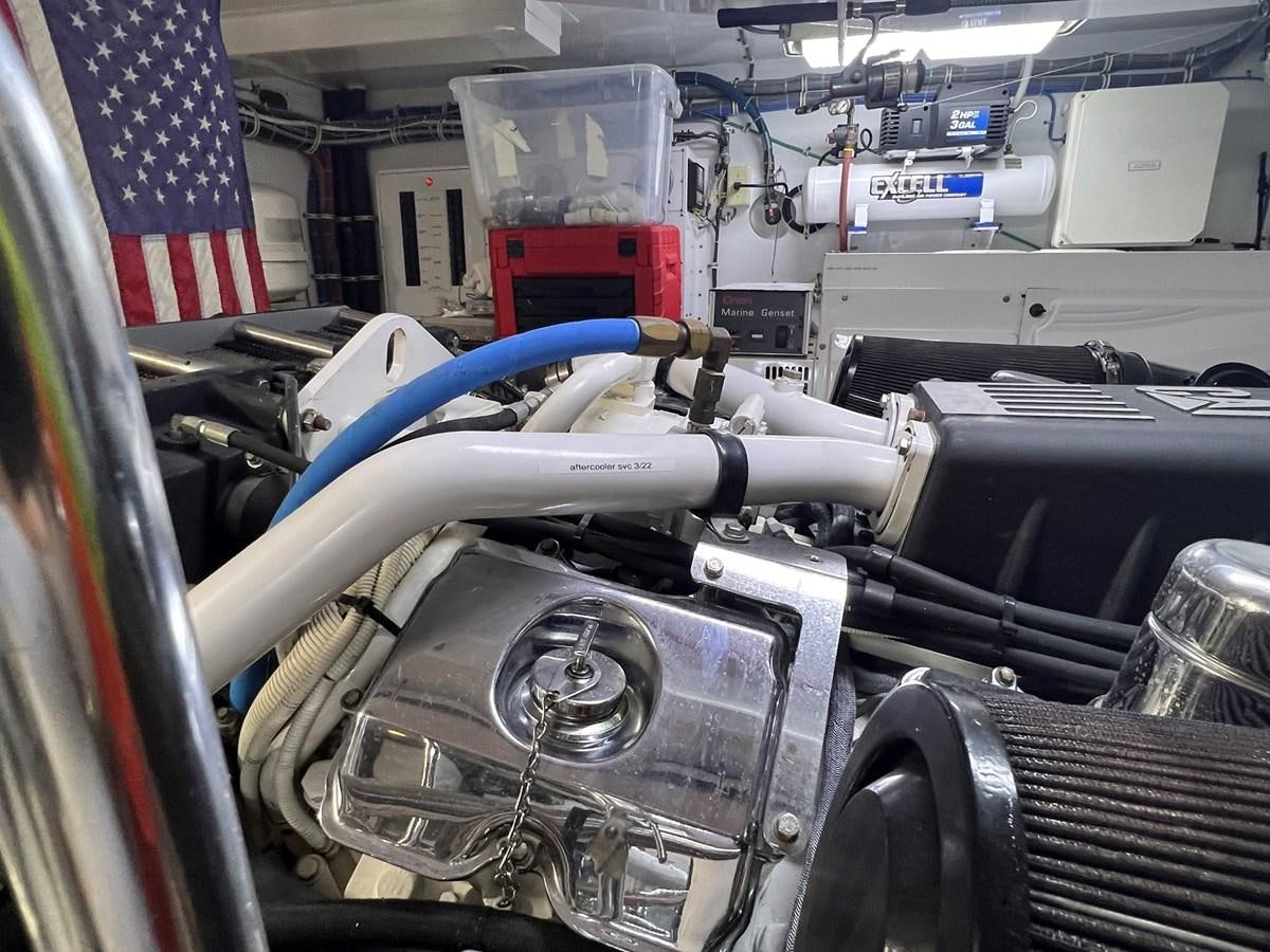 a close-up of a car engine aboard ARETECTE Yacht for Sale