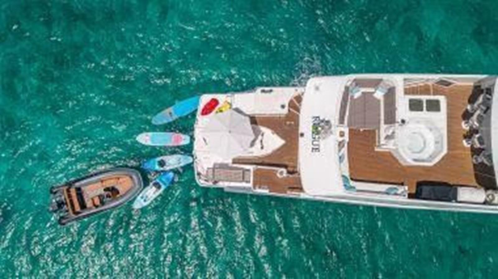 a group of objects on a green surface aboard ROGUE Yacht for Sale