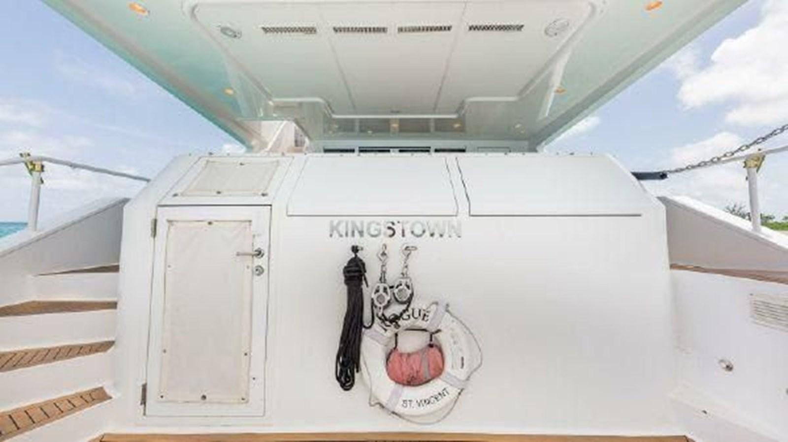 a white box with a picture of a dog on it aboard ROGUE Yacht for Sale