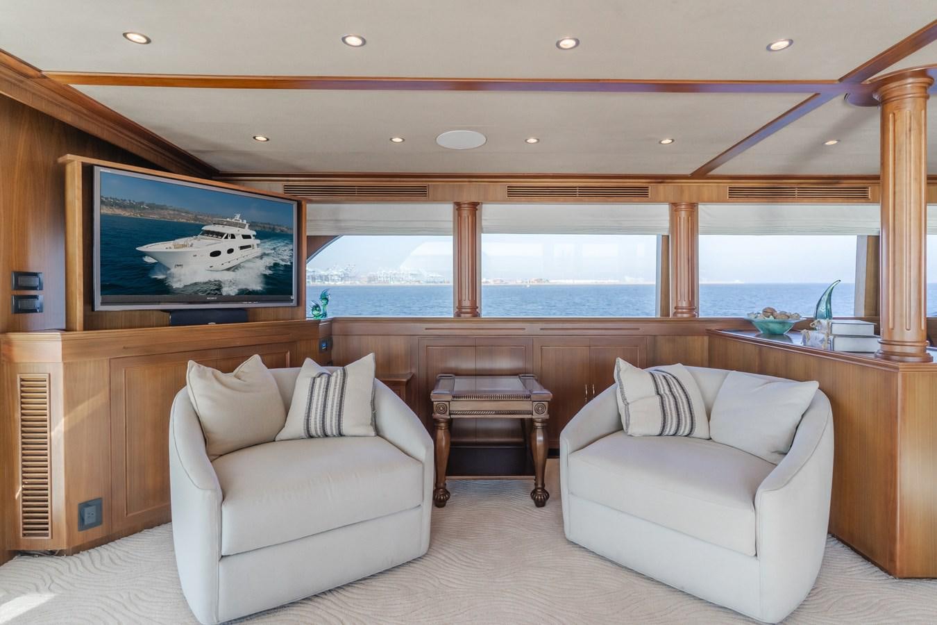 a living room with a large television aboard HARLEY G Yacht for Sale