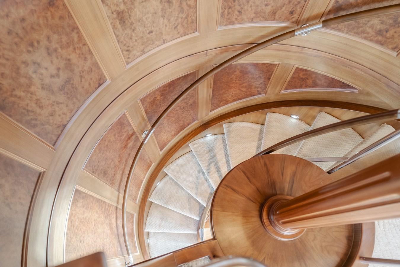 a room with wooden ceiling and wooden beams aboard HARLEY G Yacht for Sale