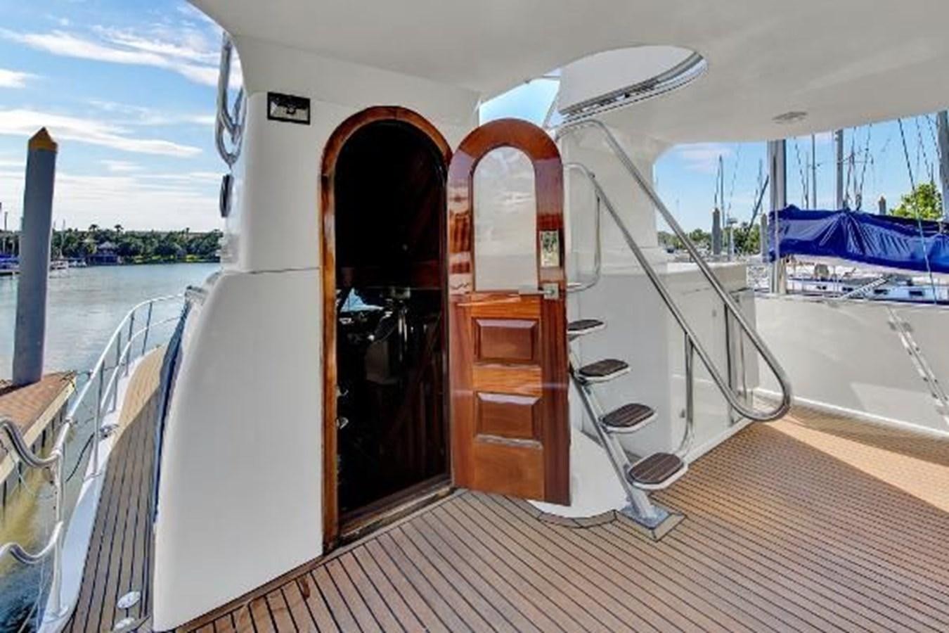 a boat with open doors aboard DREAM CATCHER Yacht for Sale