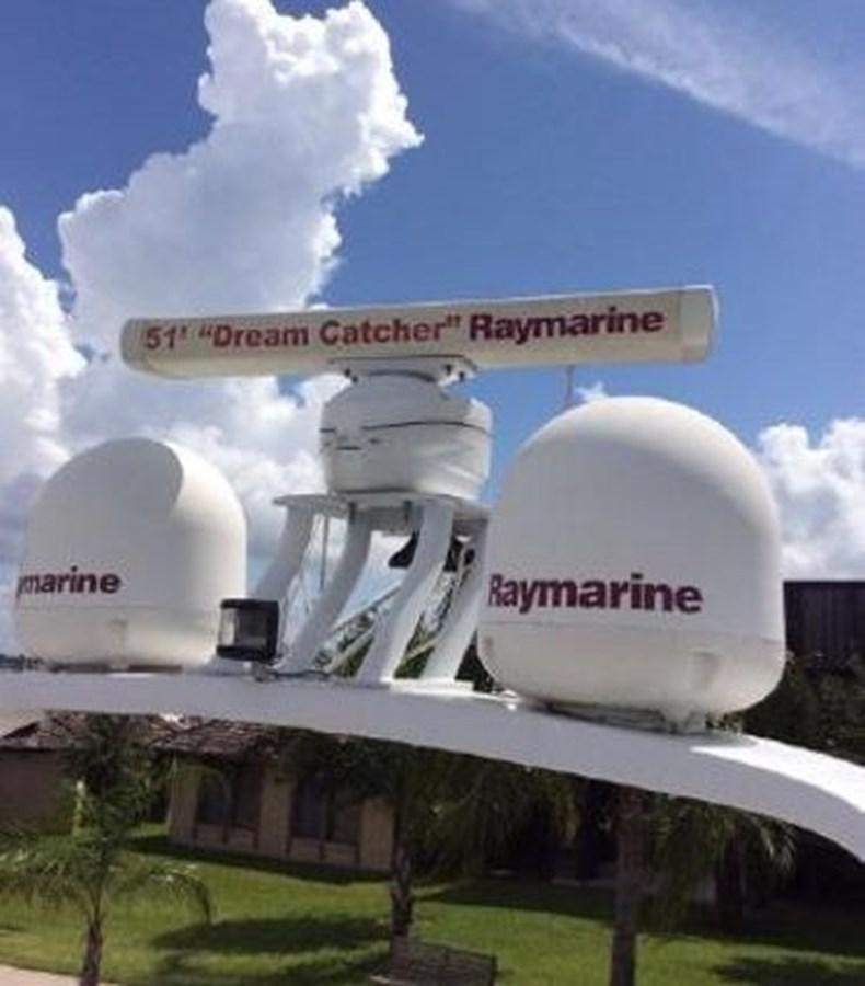a large white satellite dish aboard DREAM CATCHER Yacht for Sale