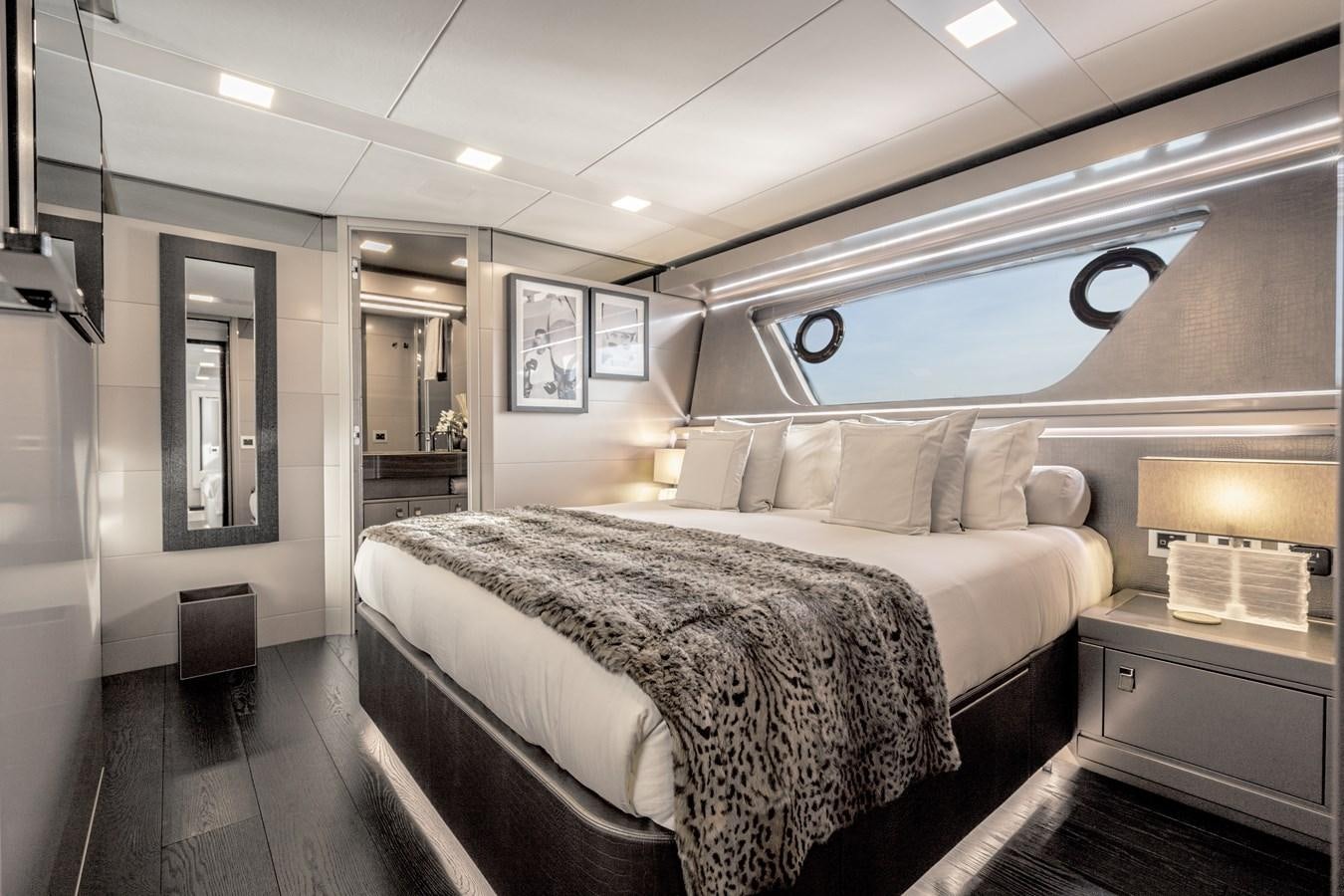 a room with two beds aboard YVONNE Yacht for Sale