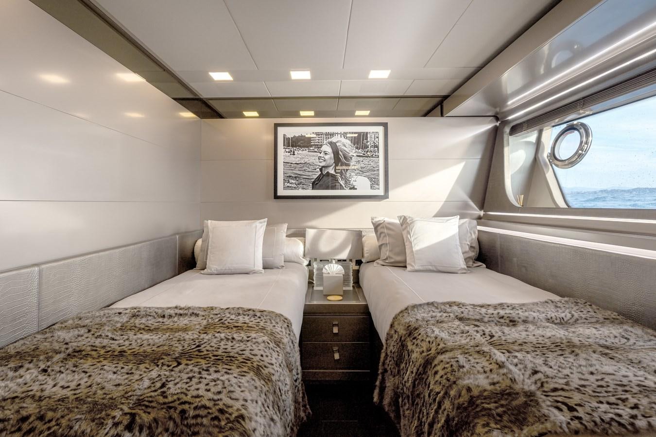 a couple of beds in a room aboard YVONNE Yacht for Sale
