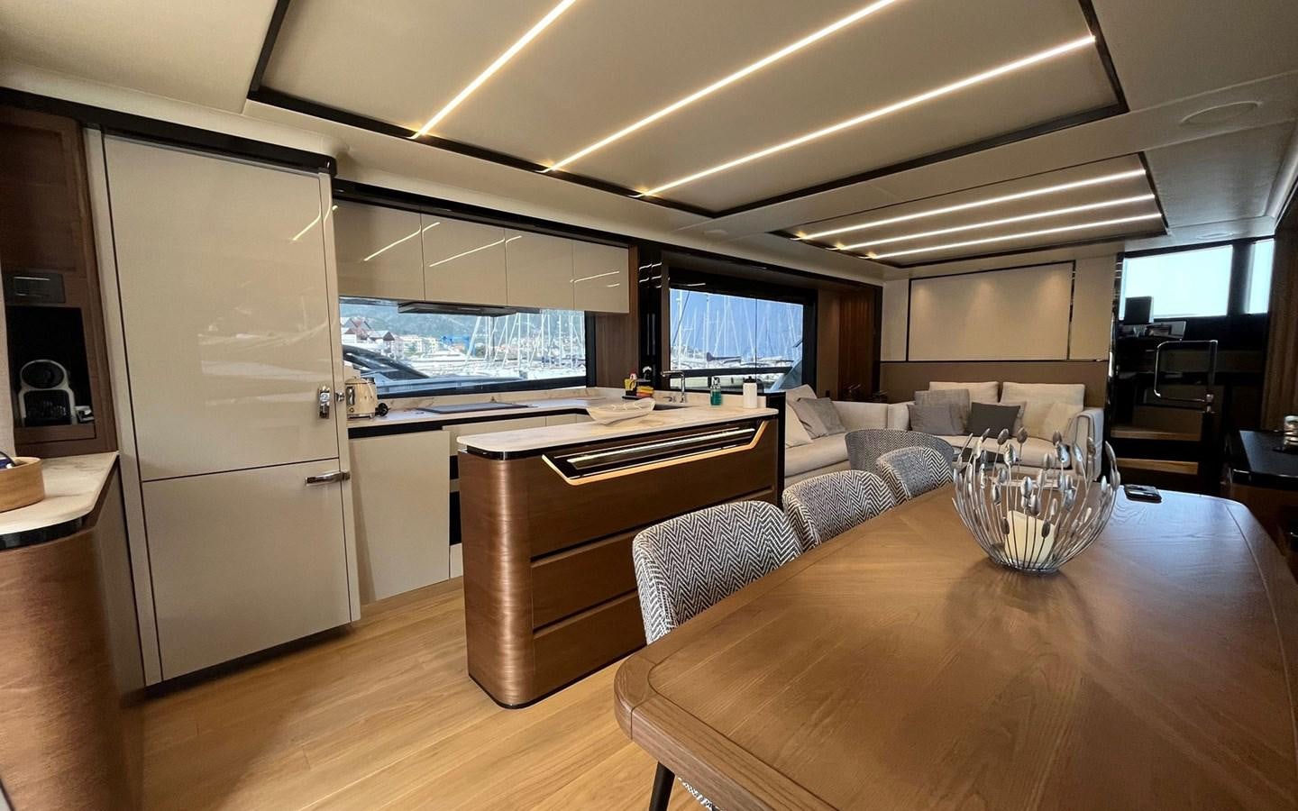 a kitchen and living room aboard A4A Yacht for Sale