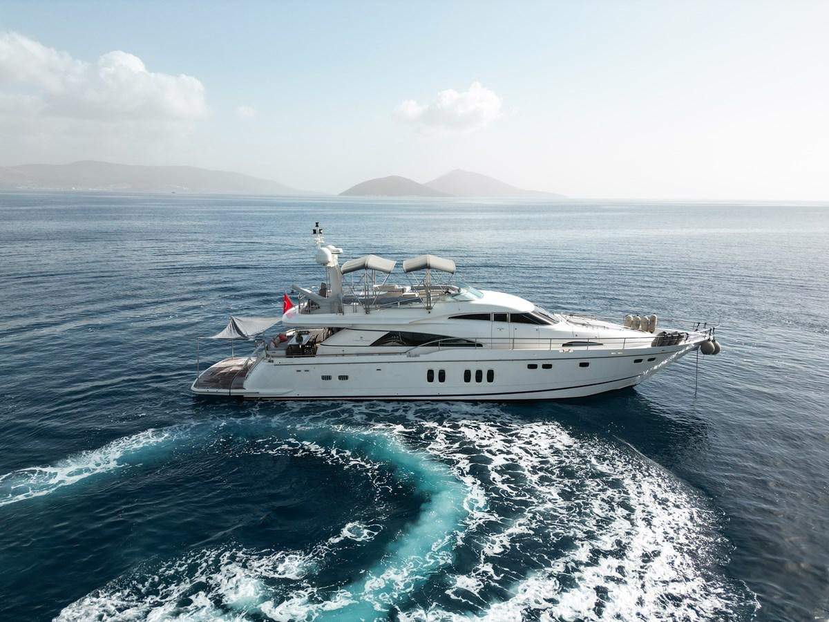 a boat on the water aboard FAIRLINE SQUADRON 74 Yacht for Sale