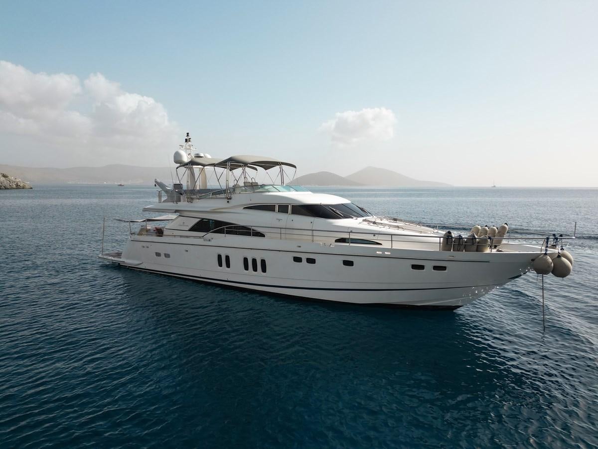 a white yacht in the water aboard FAIRLINE SQUADRON 74 Yacht for Sale