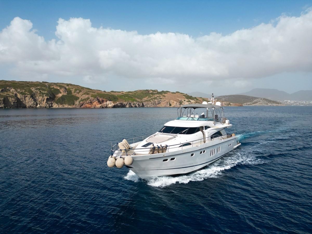 a boat on the water aboard FAIRLINE SQUADRON 74 Yacht for Sale
